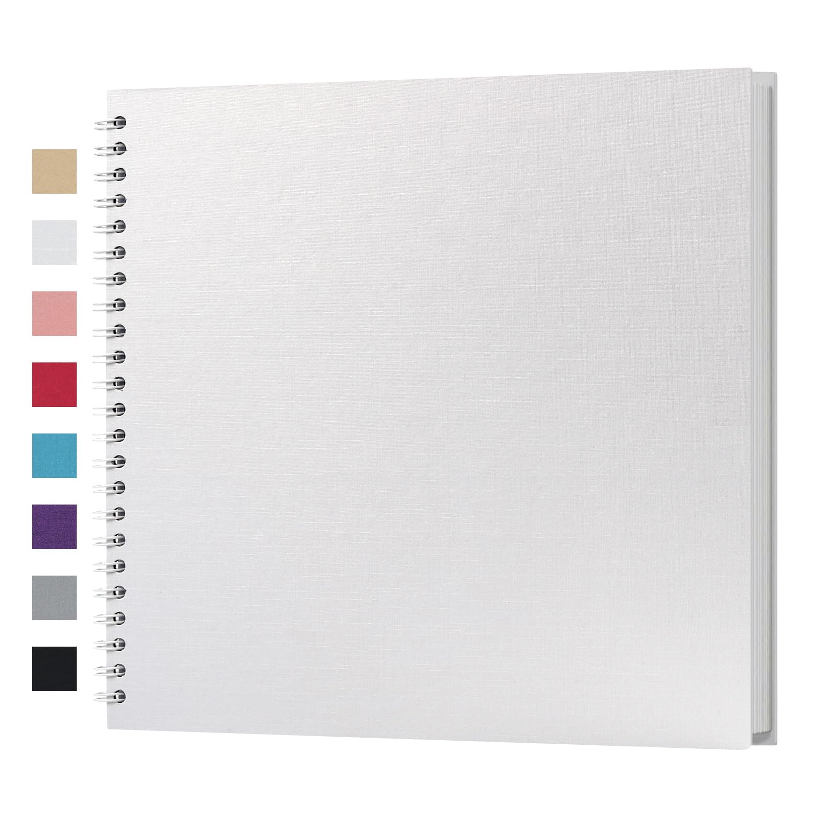 potricher, Album fotografico fai da te, 30,5 x 30,5 cm, 40 pagine, copertina rigida, in carta kraft, album dei ricordi, per matrimoni e anniversari, famiglia, bianco, 30,5 cm