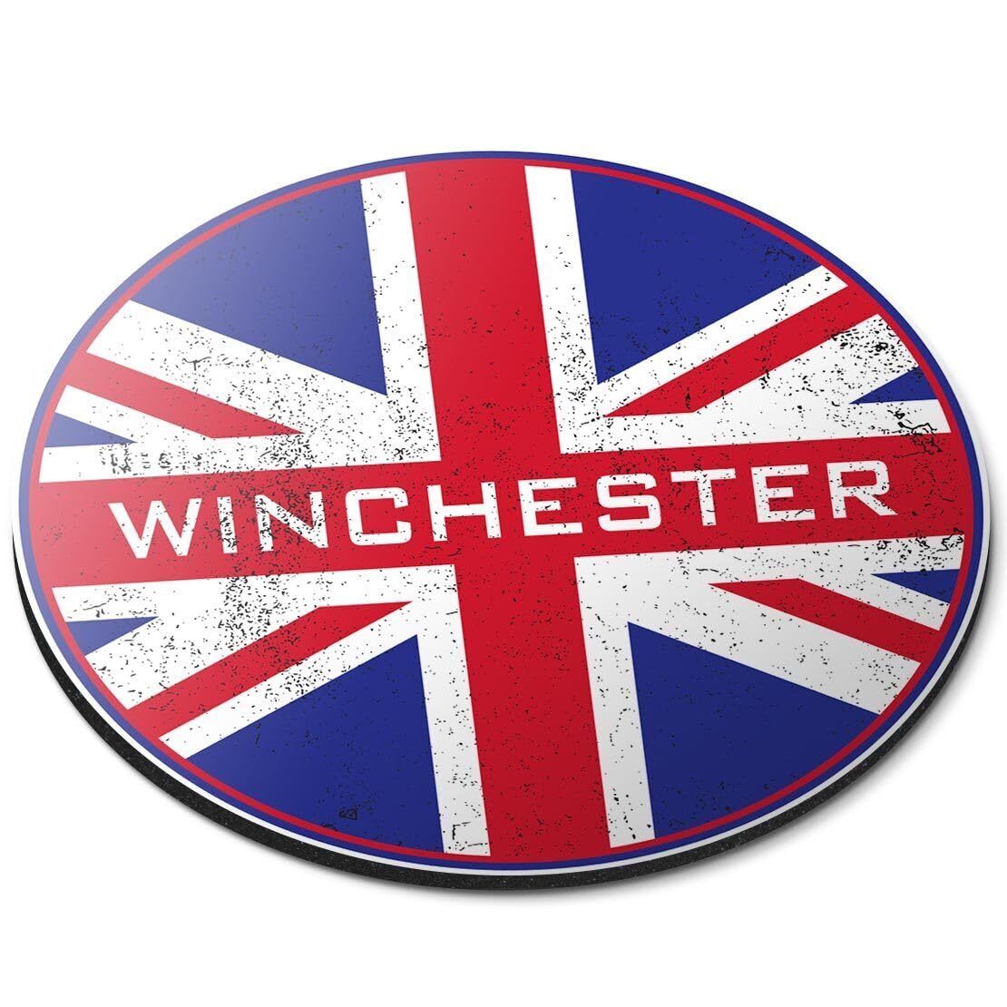 APSRA Round Mouse Mat Winchester British Great Britain Flag #60920 Printed Rubber Mouse Pad, Home and Office use, Non Slip