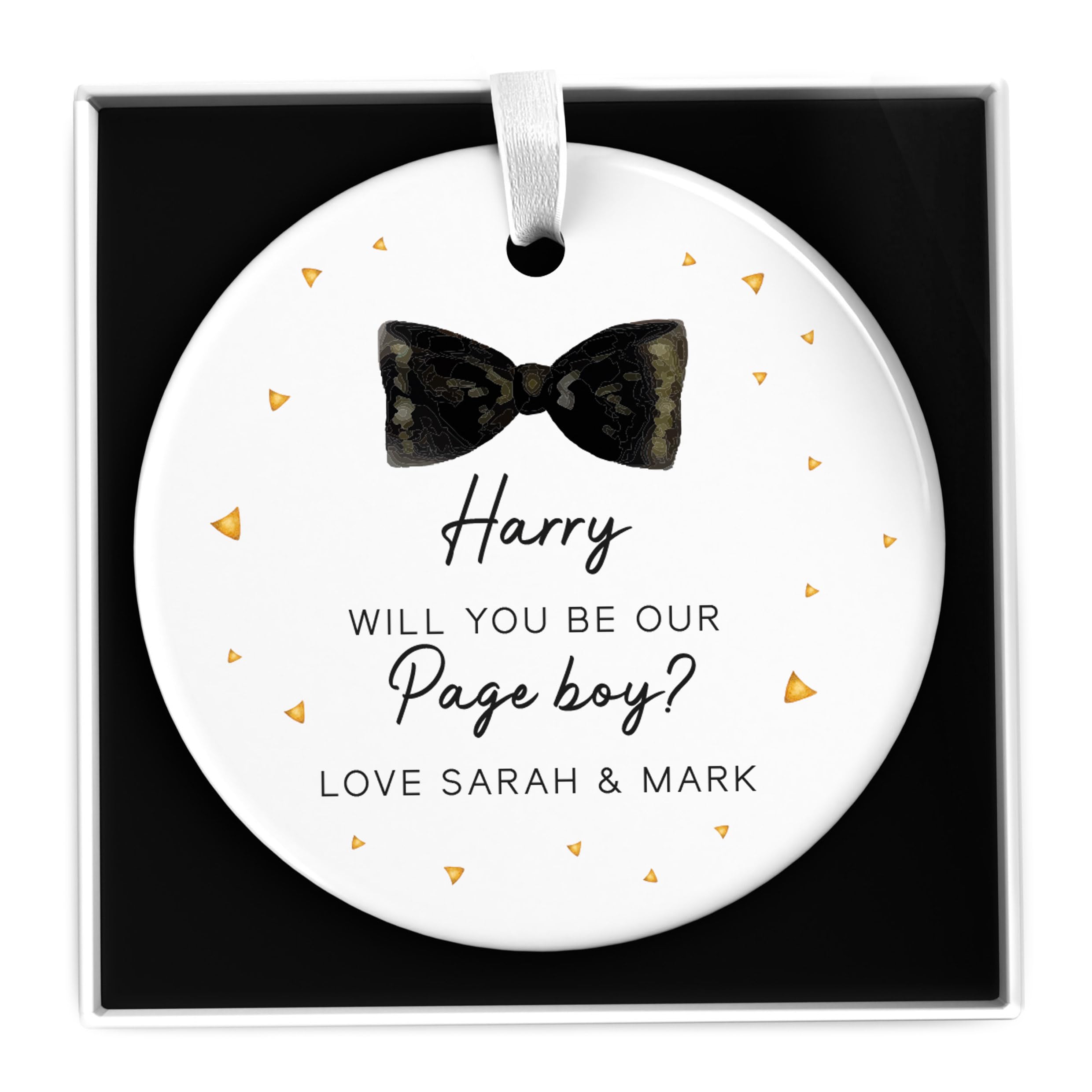 Beecreative Will You Be Our Page Boy Gifts For Kids - Be Our Page Boy - Ceramic Heart Or Circle Keepsake - With Gift Box