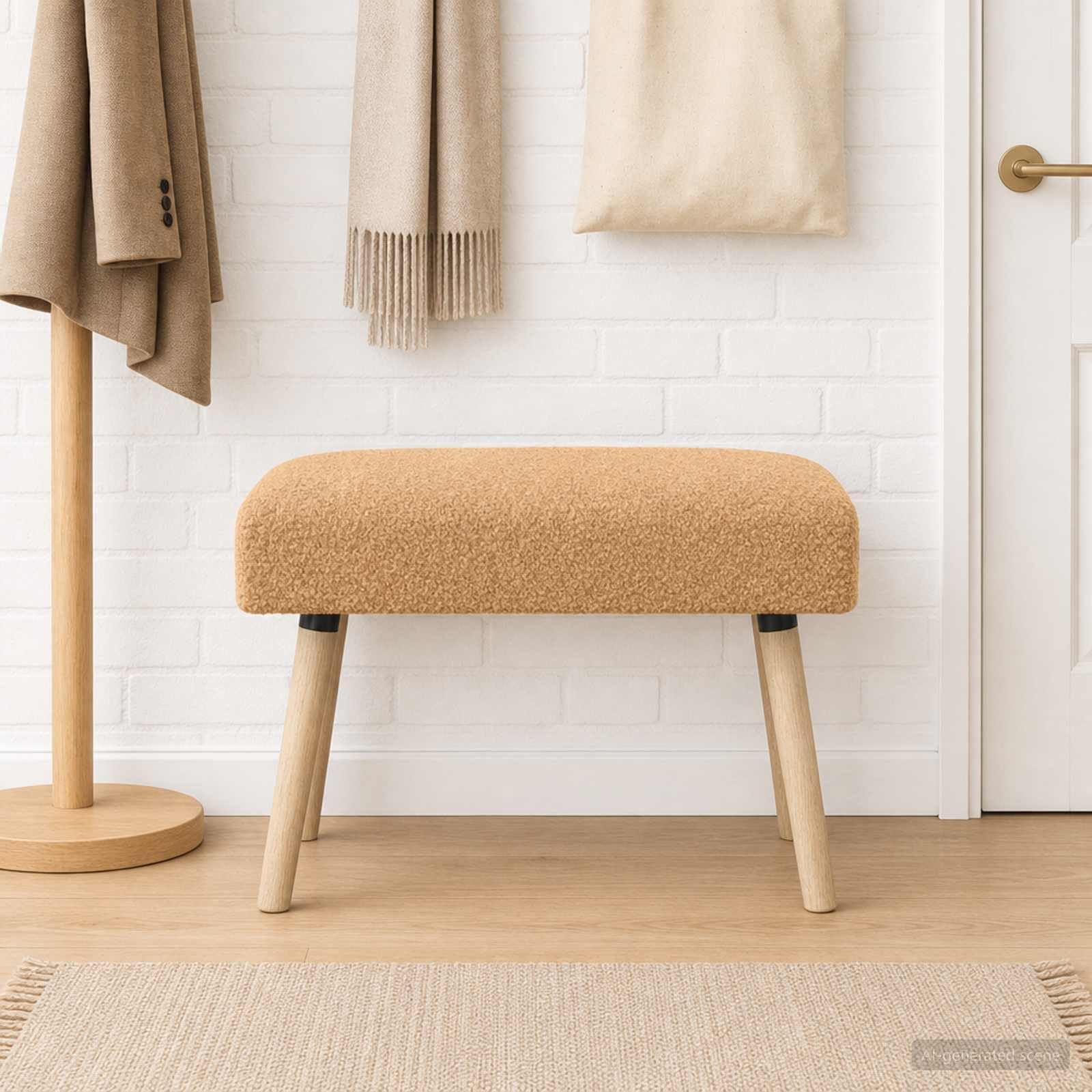 Ławka Uni Beige 60 x 40 x 45 cm Kręcona