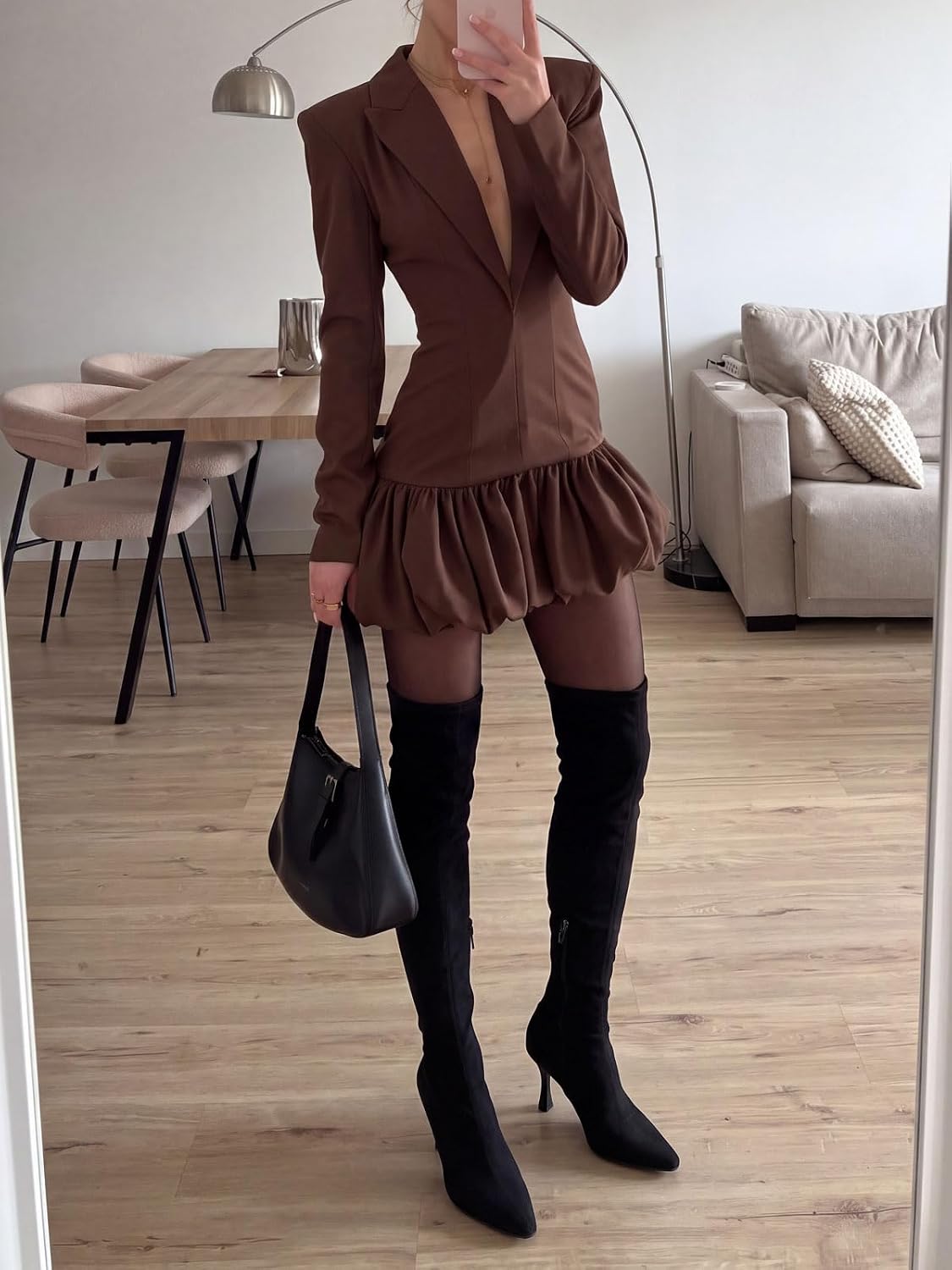 Coutgo Womens Over the Knee High Boots Kitten Heel Zip Thigh High Boots