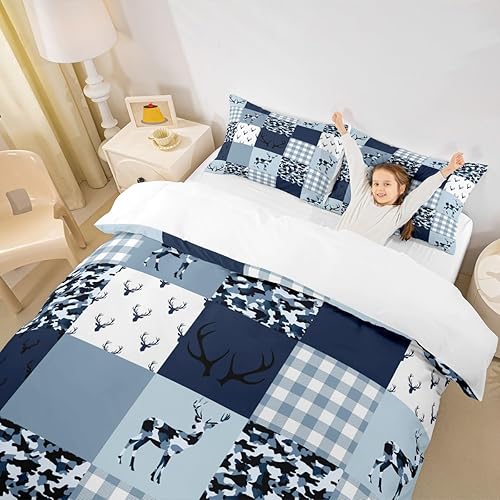 Miniatura 9 de Manfei Juego de funda de edredón de flores moradas, tamaño matrimonial, funda de edredón de mariposa azul con 2 fundas de almohada, juego de ropa de