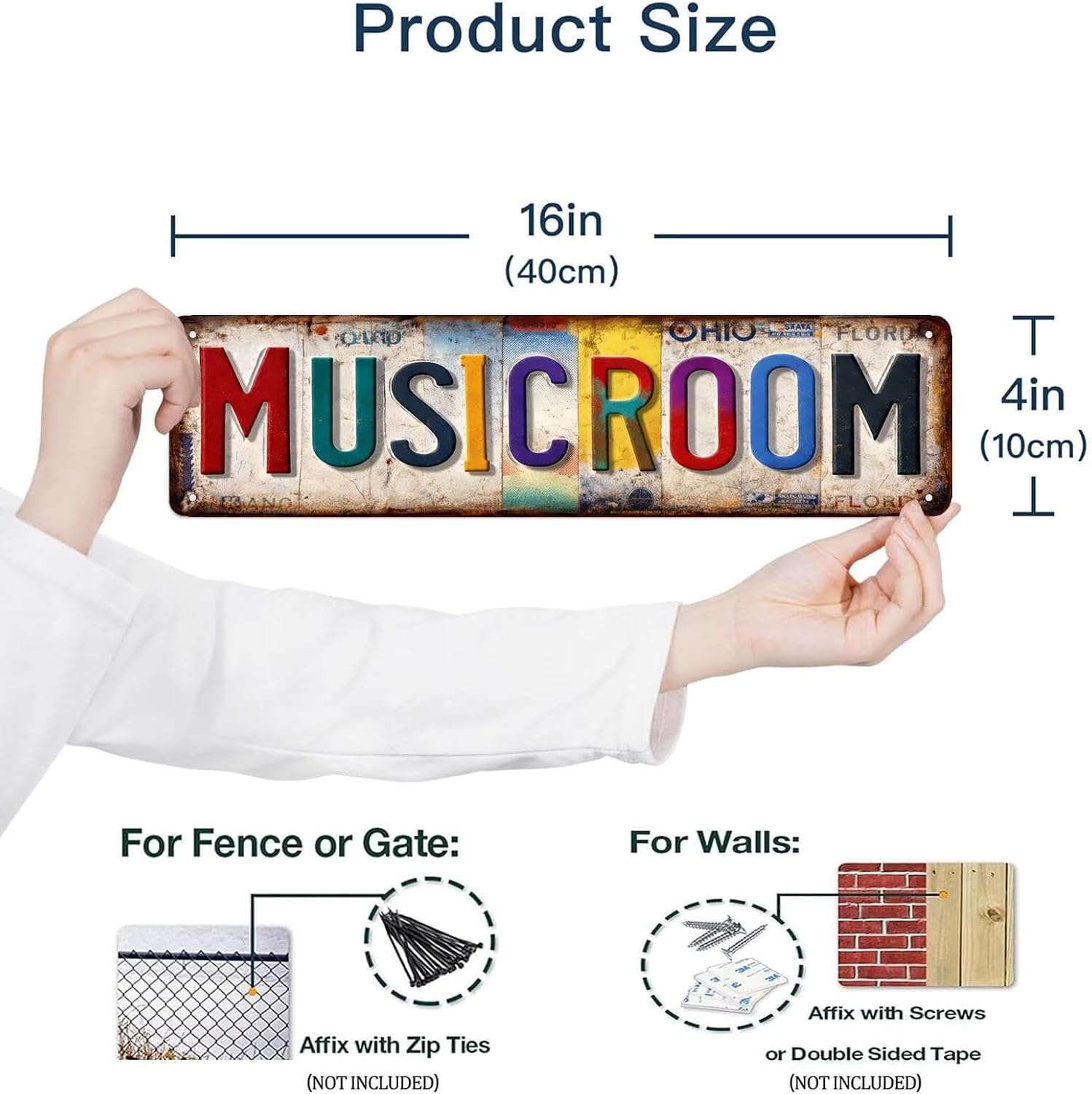Music Room Metal Sign Wall Decor for Home Studio Band Room & Music Lover Gifts Vintage Farmhouse Wall Art Cool Room Decor Sign for Bedroom Office Garage image 2
