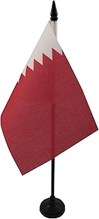 AZ FLAG Qatar Table Flag 4x6 in Qatari 100D Polyester Plastic Base | Indoor use 15x10 cm desk flag قطر stitched finish with reinforced edges with plastic pole