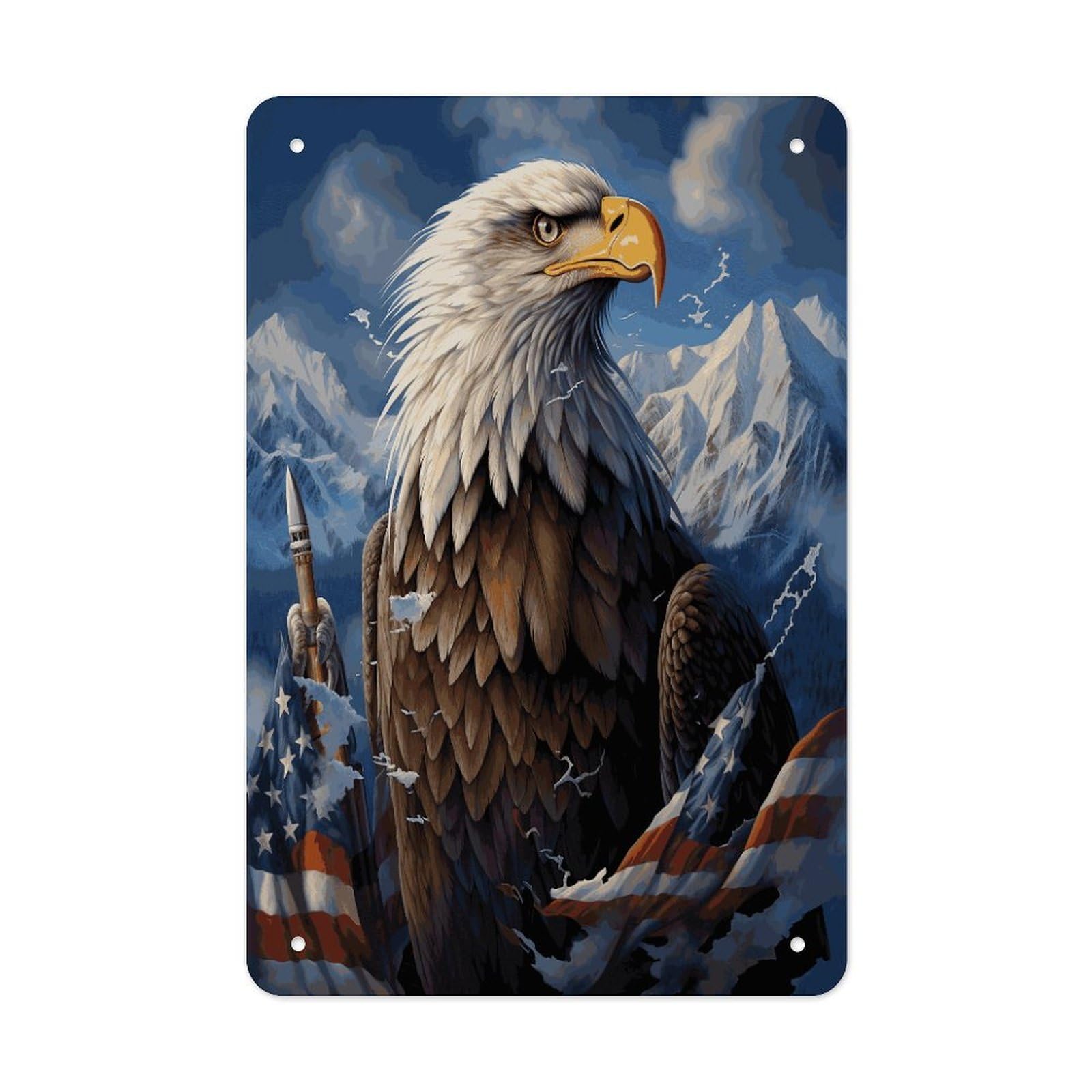 Eagle Metal Tin Sign Wall Decor Funny Retro Sign Weatherproof Metal Wall Art for Indoor Or Outdoor Retro Tin Signs for Kitchen Office Home Bar Decor 11.8 X 7.9 Inch