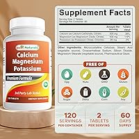 Vista 2 de Best Naturals Calcio Magnesio Potasio - 120 Tabletas - Sin OMG y sin gluten