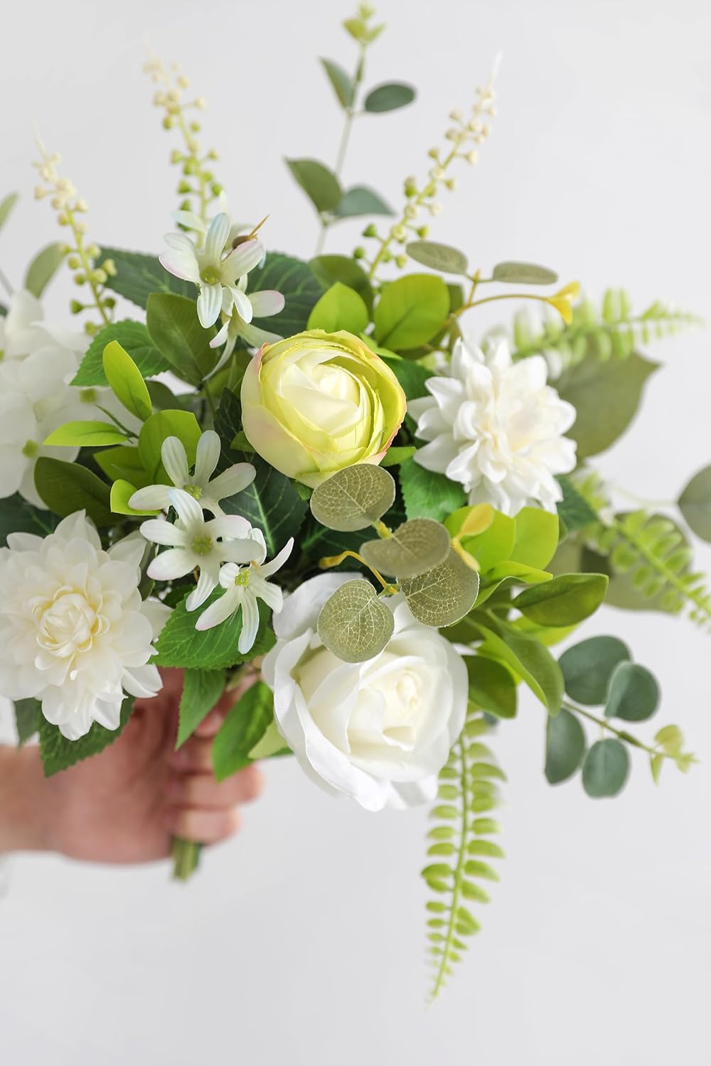 Serra Flora Fake Flowers with Vase,Artificial Silk Roses in Vase,Table Centerpieces for Dining Room, Silk Faux Flower Arrangements for Home, Living Room Bathroom Plant Decor,Table Decorations - Image 2