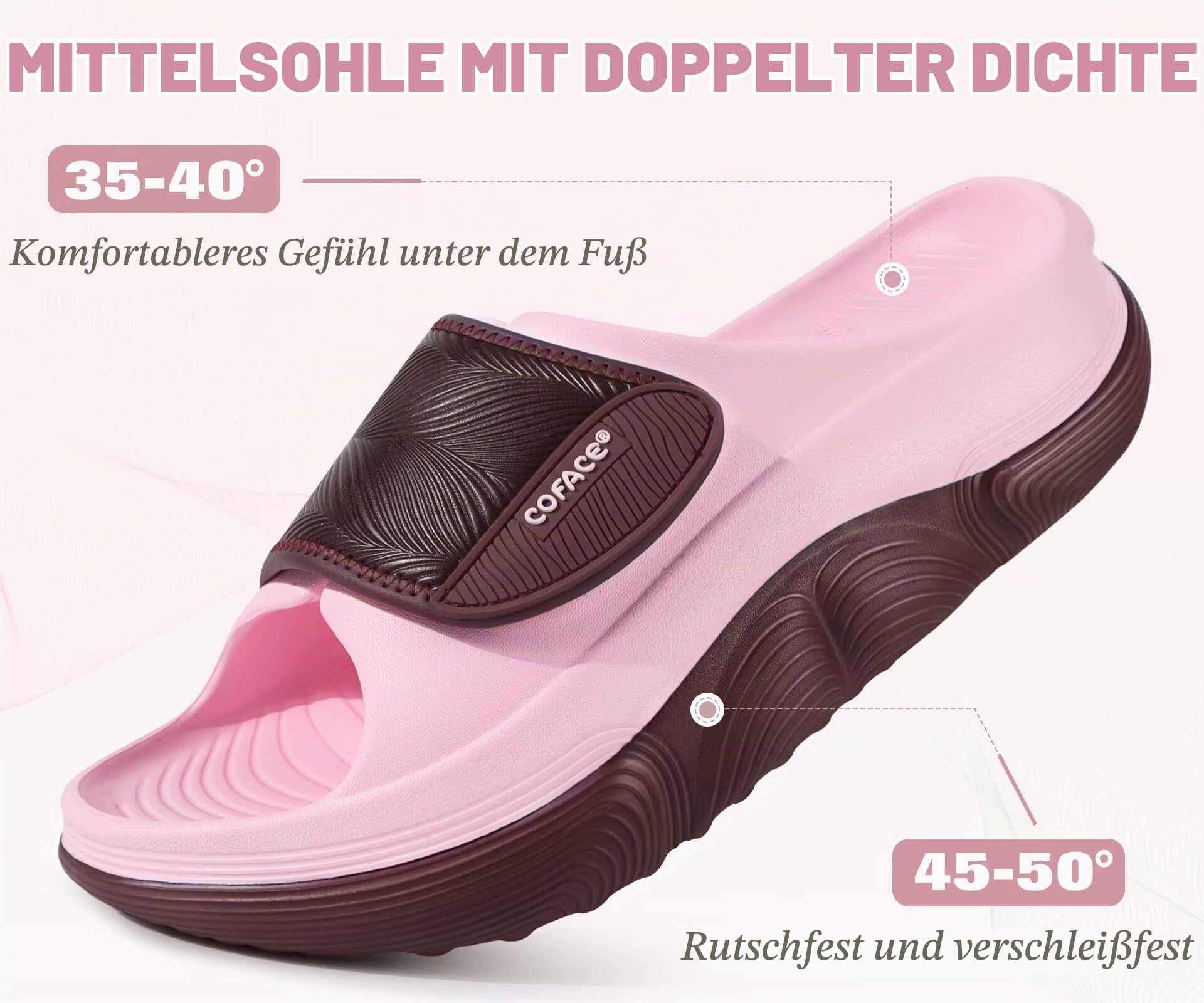 COFACE Orthopädische Sanftschuhe für Damen mit bequemer Fußgewölbestütze–orthopädische Pantoletten für Damen zur Linderung von Plantarfasziitis–offene Zehen-für Damen zum Spazierengehen 36–42