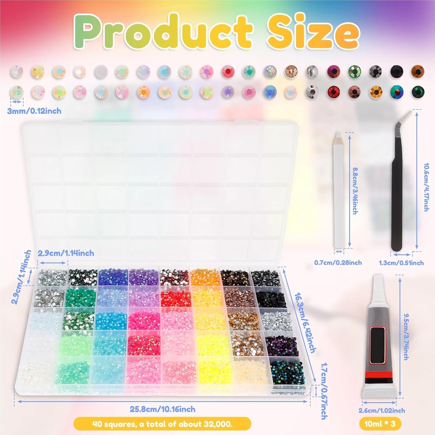 Bedazzler Kit with Rhinestone 32,000 Pcs Resin Jelly Rhinestone Set Flatback Gems for Nail Art Clothing DIY