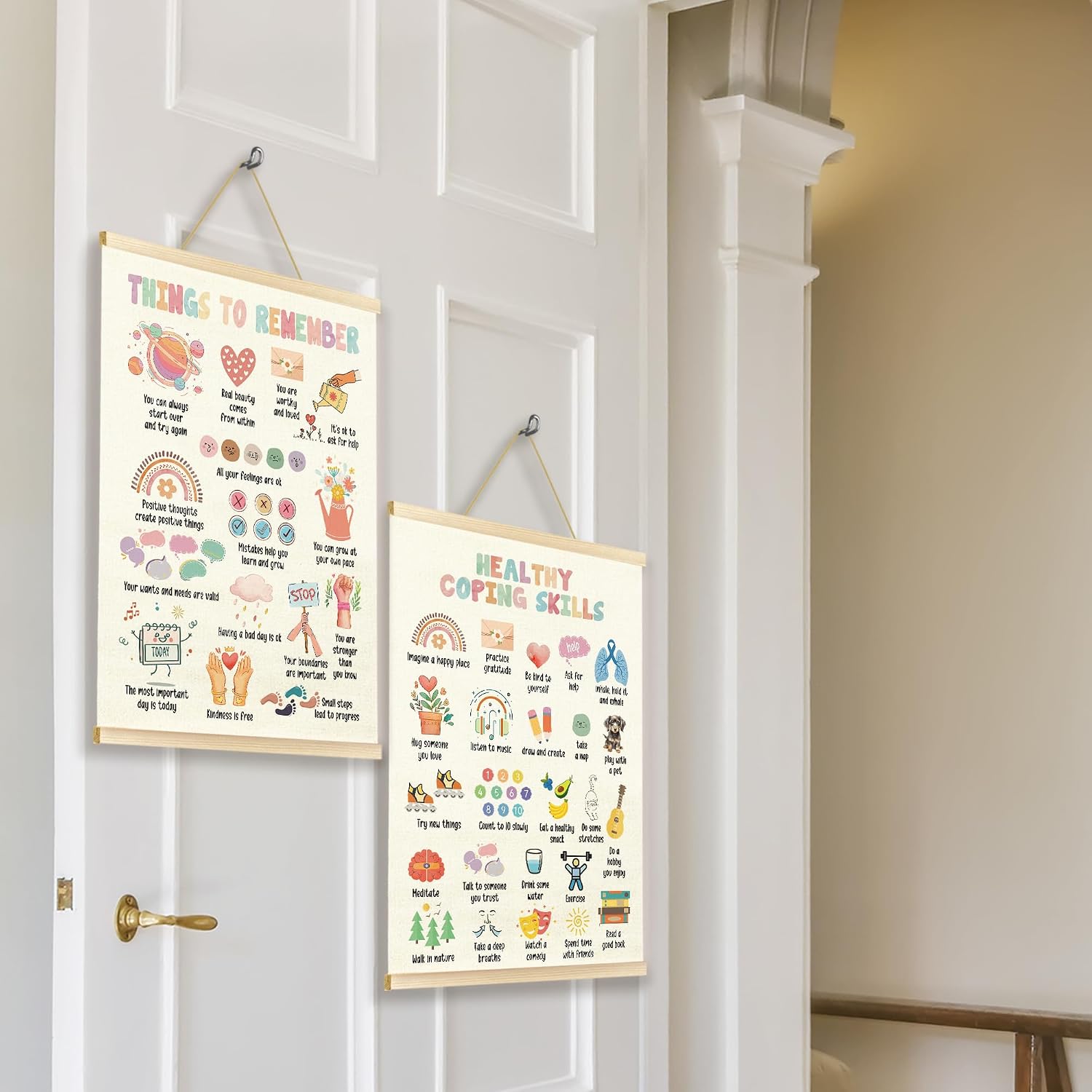 TAEDIN Inspirational Mental Health Wall Art Poster Hanger Frame Set of 2 - Positive Affirmation Wall Decor with Wood Frames, Educational Decor for Classroom Nursery School Kids Room, 12x16 Inches image 5