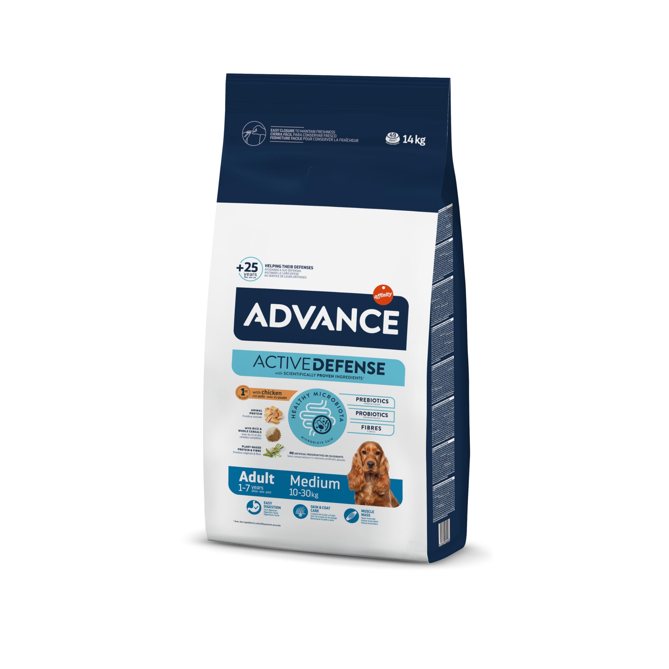 Advance Medium Adult Chicken, Pienso para Perros Adultos de Razas Medianas con Pollo, 14kg