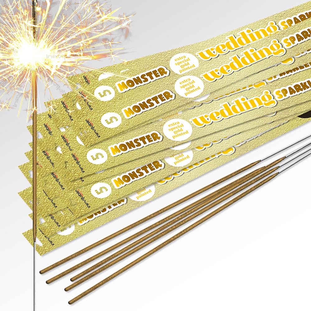 Inevitable Party 45cm (18") Monster Wedding Sparklers | Extra Special Gold Painted (150 Sparklers (30 Packs)) โ image 1