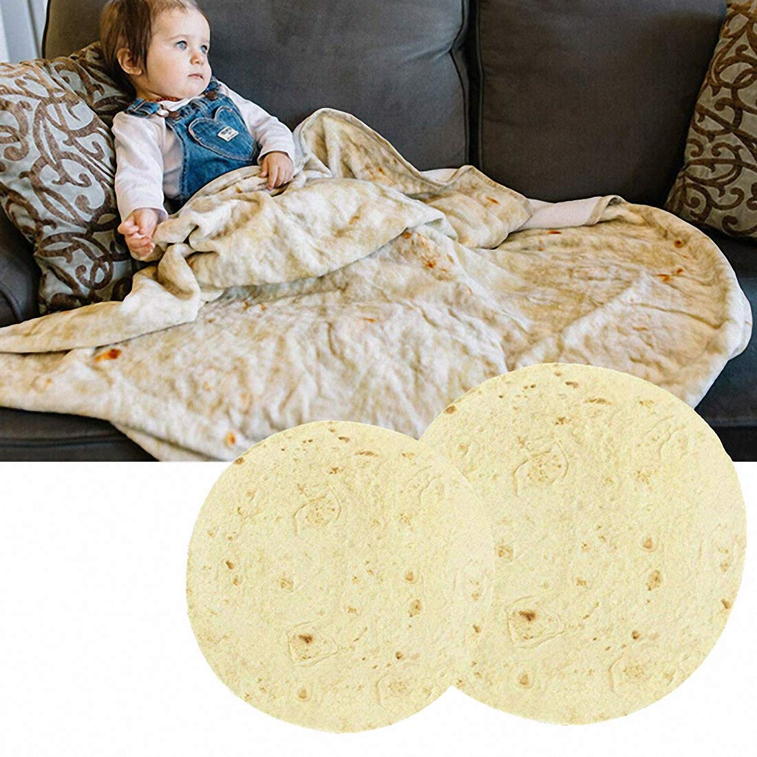 Burritos Wrap Blanket - Round Microfiber Beach Towel Fun Design For Adults & Kids - View #4
