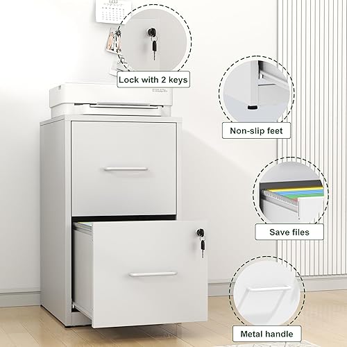 Miniatura 10 de Archivador móvil de 3 cajones, archivador rodante totalmente montado debajo del escritorio, archivador de metal con cerradura para organizador de