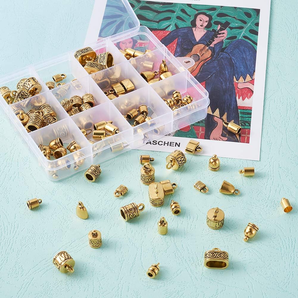 120pcs/box 12 Styles Tibetan Golden Cord End Caps Glue-in Tube Column Barrel Clasp for Tassel Bracelet Jewellery Making - Image 5