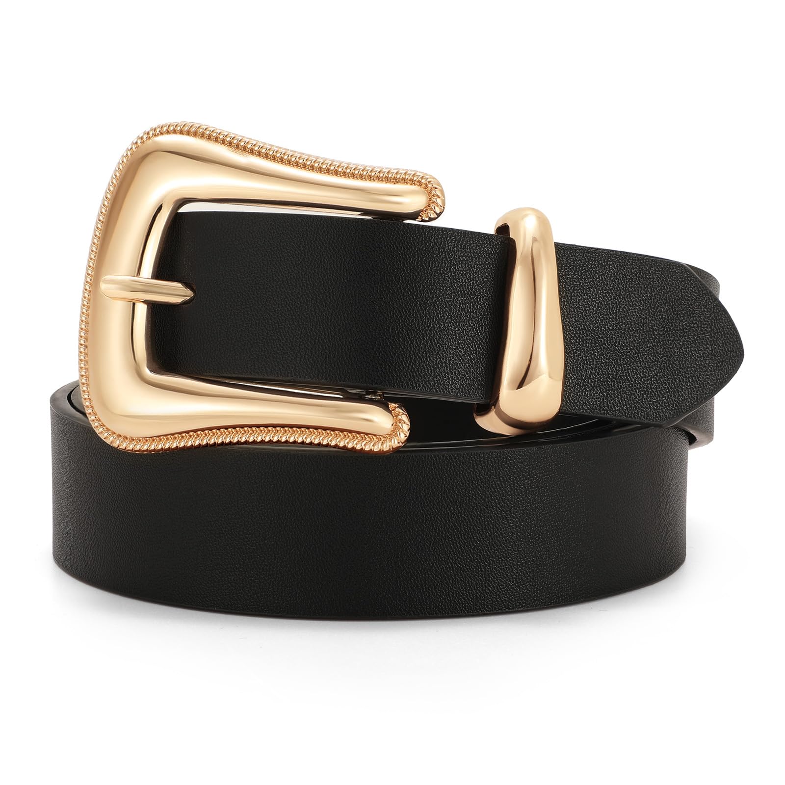 TRIWORKS Women Leather Belt Fashion Leather Waist Belt for Pants Jean Ladies Western Leather Belt