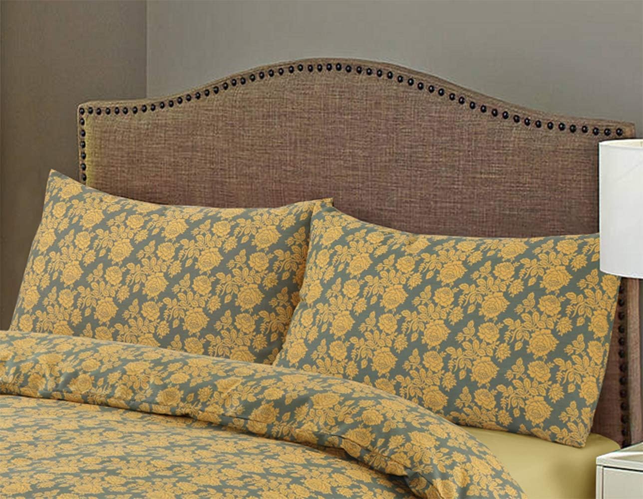 Mastex Printed Duvet Cover Double Bed Set, (Blossom, Gold, double), 100% Egyptian Cotton - Image 5