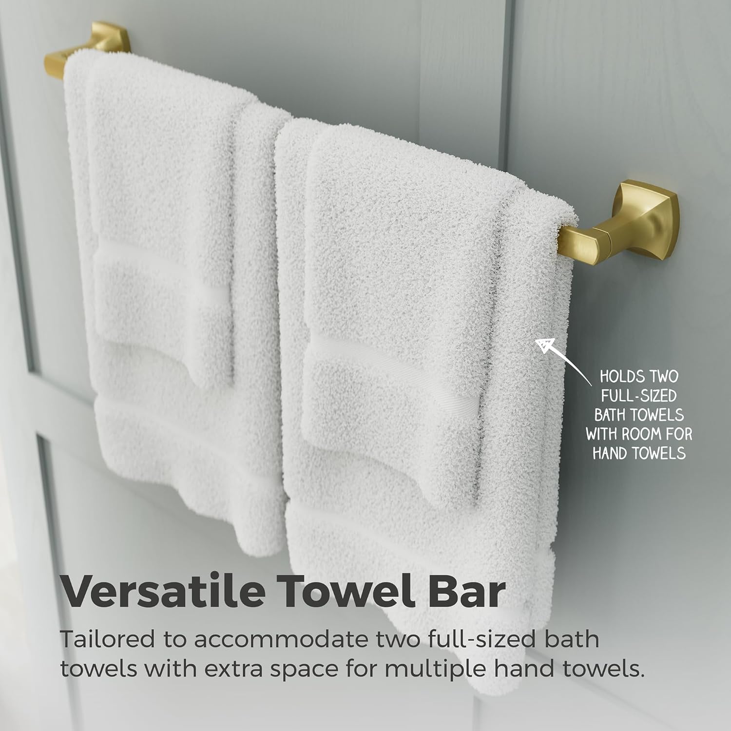 Pfister Vaneri Bath Towel Bar for Bathroom, 24-Inch, Wall-Mounted, Screw-in, Brushed Gold Finish, BTBVRI2BG