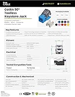 Vista 8 de TRUE CABLE Conector Keystone sin herramientas Cat6A, sin blindaje (UTP), PoE++ (4PPoE) 100W, certificación UL, verificado ETL, certificado ANSI/TIA