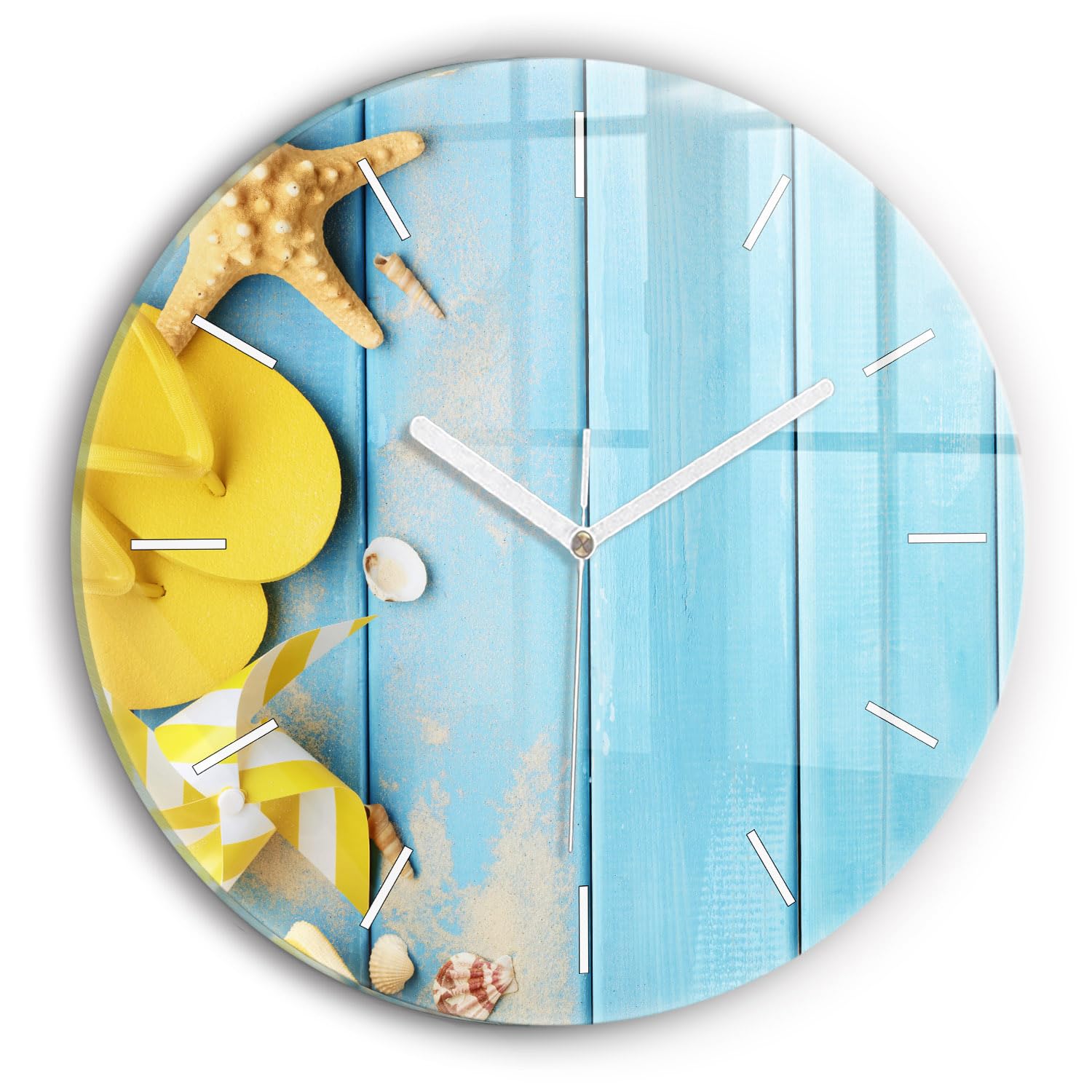 Horloge en verre 30 cm Wallfluent pour décoration murale moderne de salon
