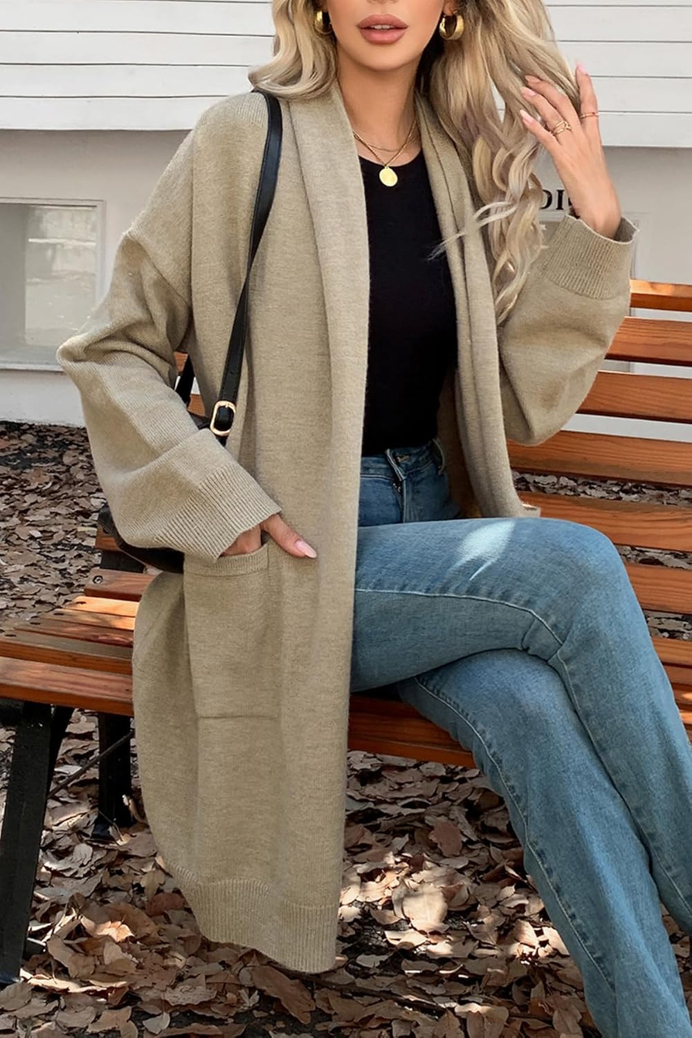 Long Cardigan Sweaters for Women Oversized Open Front Lapel Soft Knit Casual Cardigan with Pockets - Image 6