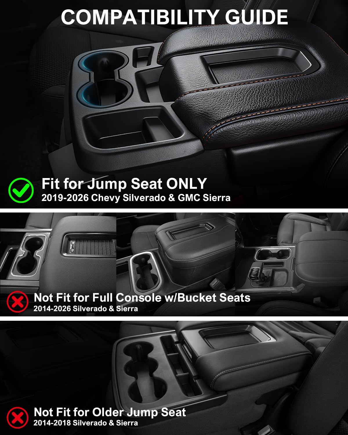 SEVEN SPARTA Center Console Hanging Organizer Box Compatible with 2019-2026 Chevy Silverado/GMC Sierra 1500, 2020-2026 Silverado/Sierra 2500HD 3500HD Accessories (Split-Bench Folding Seat Only)