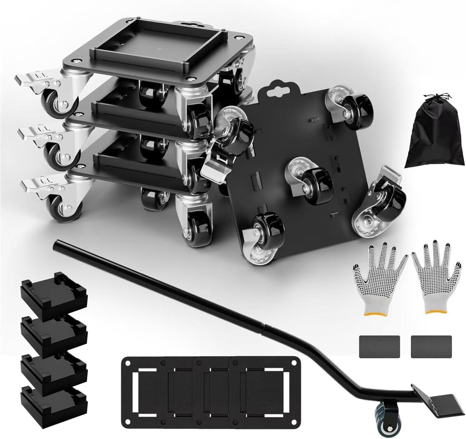 Product image of Furniture Dolly 5 Wheels Heavy Duty with Removable Side Guards,3307 Lbs Capacity,360° Rotating Wheels & Tail Brake,Furniture Movers Lifter Tool for Sofas,Beds, Appliances,–Stable,Safe,and Easy to Use