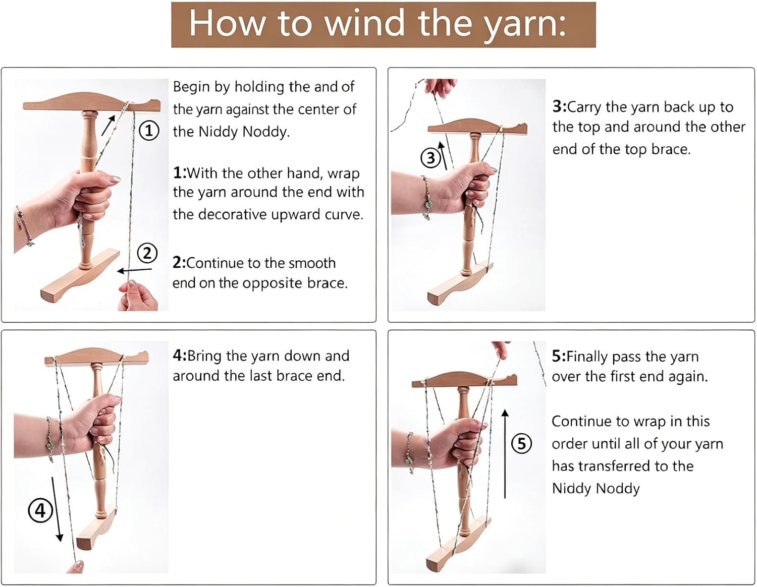 I Shaped Yarn Winding Tool Wood Yarn Winder Multipurpose Thread Holder for Sweater Scarves Weaving Tailoring Beechtree Wood Sewing Tool