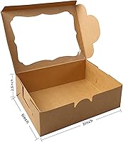 Vista 2 de 20 cajas de panadería marrón de 8 x 6 x 2.5 pulgadas con ventana, cajas de galletas, cajas de dulces, cajas de postre, cajas de donas, cajas