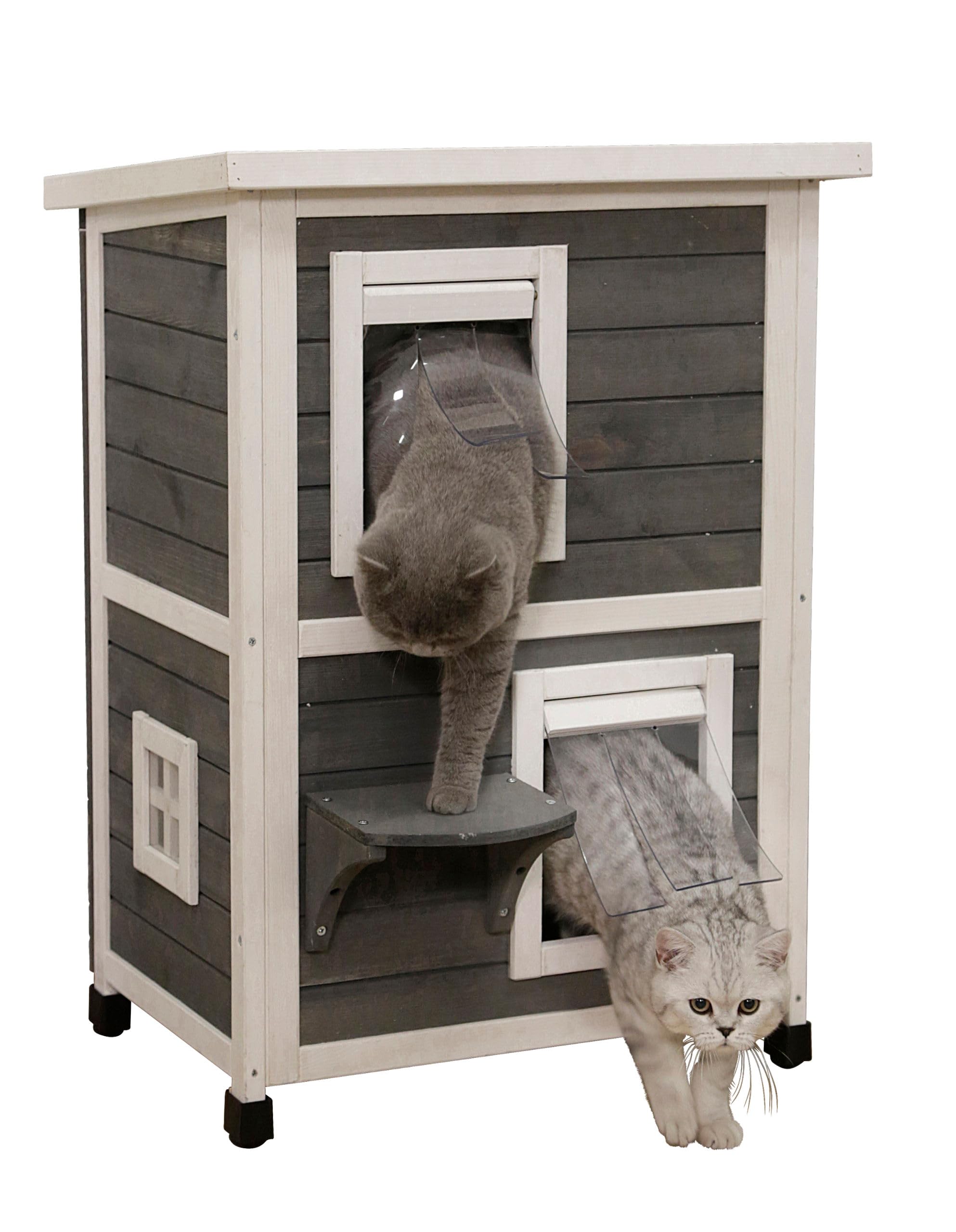 KERBL Pet - Casa Familiar para Gatos, Color Gris y Blanco, 57 x 55 x 80 cm