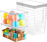 Vista 1 de 6 Pack Clear Storage Bins with Lids, 7 Quart Stackable Storage Boxes for Storage and Organization, Plastic Storage Containers with Lids, Plastic