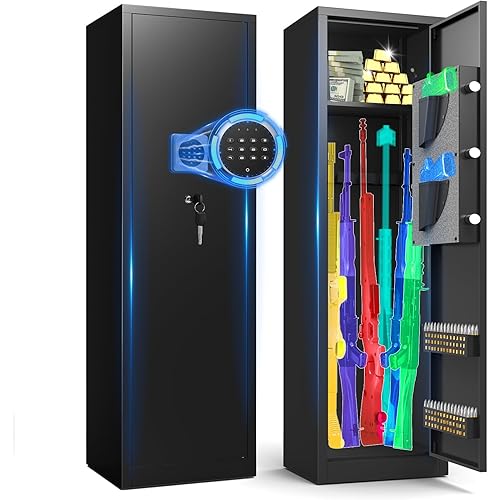 5-8 Gun Safe for Rifles and Pistols, Gun Safes for Rifle and Password Lock, Gun Cabinet for Home with Adjustable Shelves, Shotgun Rifle Safe, Gun Safes for Rifle and Shotguns