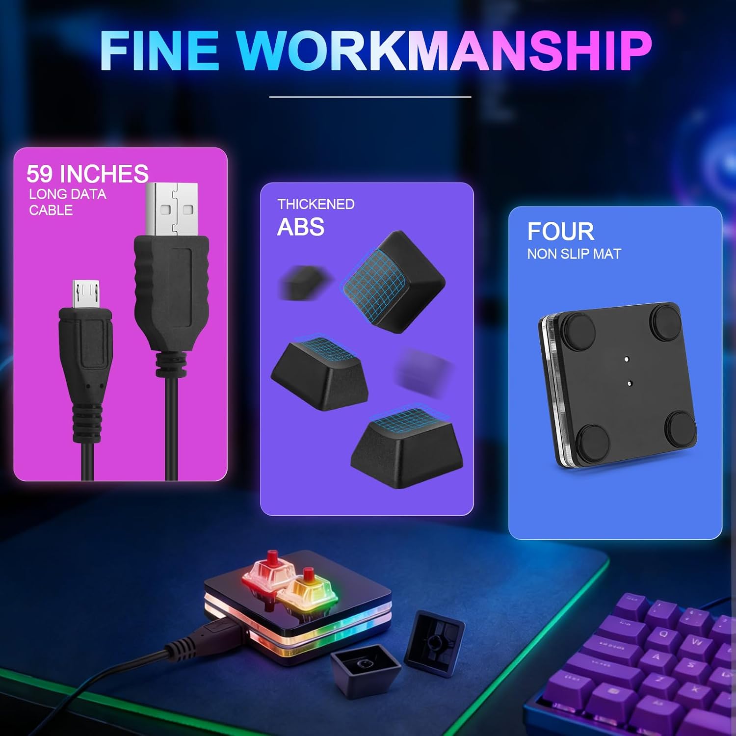 aikeec Black 2-Key OSU Hot Swap Game Keyboards USB Wired RGB Mechanical Keypad,Autonomous Programming Macro with Software Switches 5 71dTL5k40DL. AC SL1500