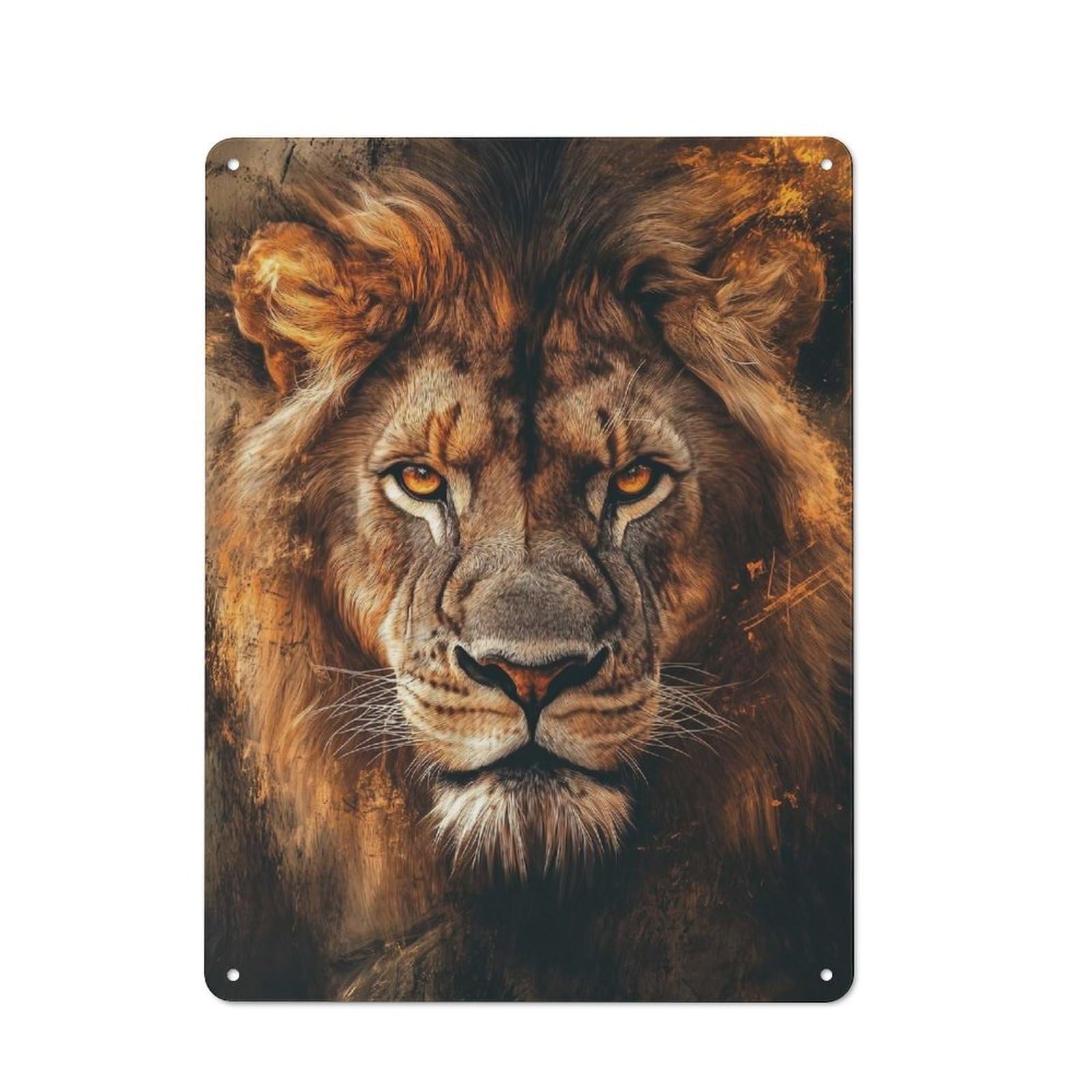 Junmoney Lion Portrait Vintage Tin Sign 40X30cm For Café Or Home Bar, With Clear Vintage Wall Decor Character