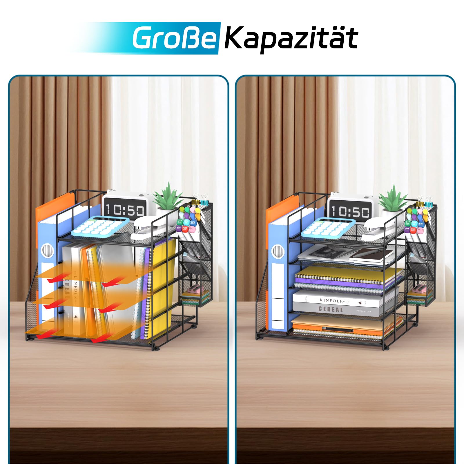 Schreibtisch Organizer und Zubehör, 5-stufiger Multifunktionaler Stiftehalter mit Schublade und Ablagefächer, für Büro, Schule, Zuhause
