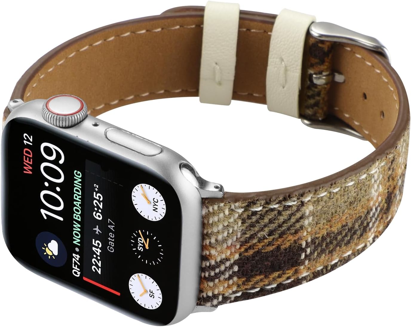 Leather Plush Bands Compatible with Apple Watch 38mm 40mm 41mm 42mm 44mm 45mm 46mm 49mm Women Men,Chic Luxury Designer Classic Plush Plaid Grain Wristband Strap for iWatch Ultra SE & Series 10/9/8/7/6/5/4/3/2/1 - Image 8