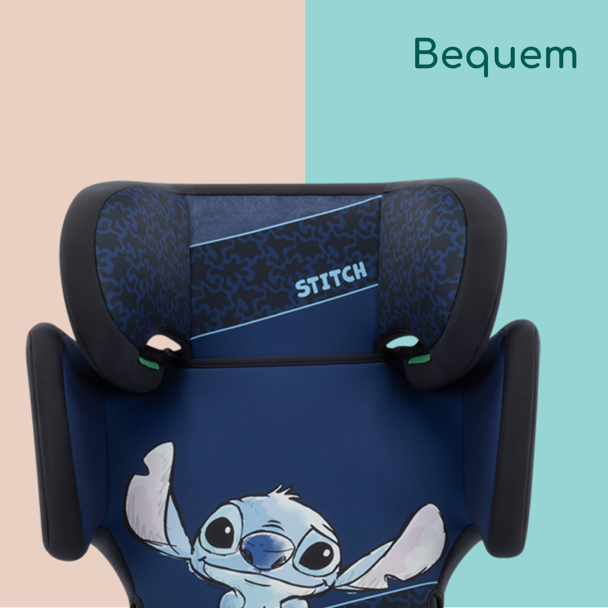 Bebeconfort Disney RoadFix i-Size, Kindersitzerhöhung mit Rückenlehne, 3,5–12 Jahre (100–150 cm), Folgekindersitz Stitch Disney, Klappbar, Leicht (4,4 kg), 14 Kopfstützenpositionen, Authentic Stitch