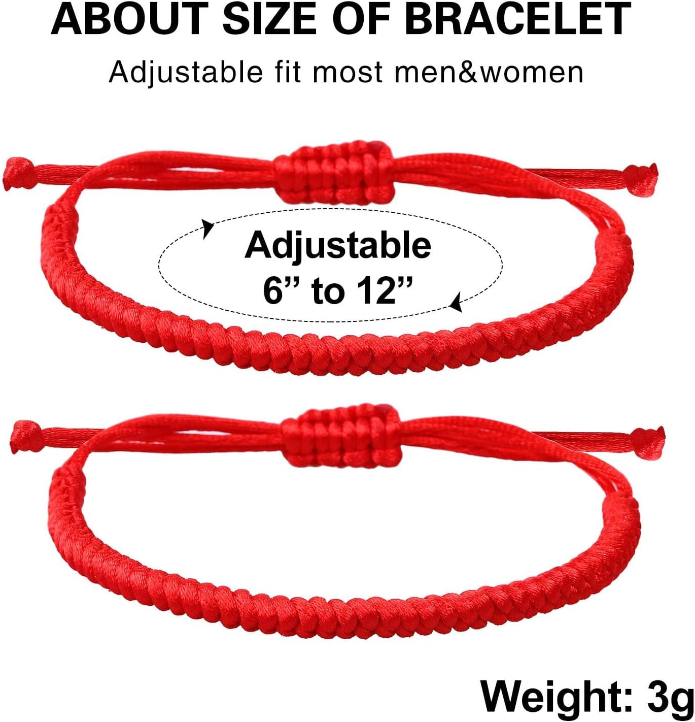 Set of 2Pcs Red String Bracelet for Women Men Teens,Handmade Lucky Protection Couple Matching Bracelets Adjustable Kabbalah Evil Eye Tibetan Red Bracelet Friendship Gift - Image 3