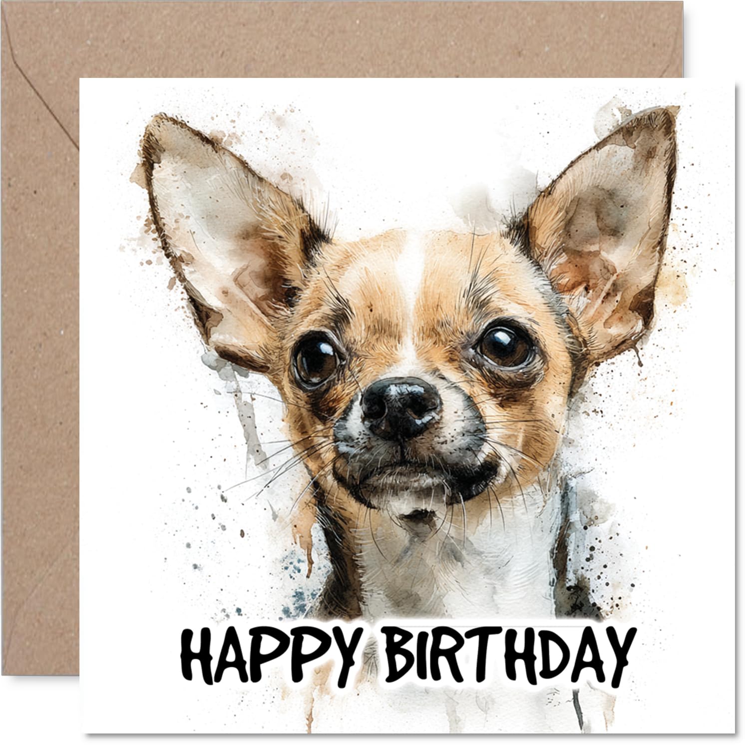 Chihuahua Birthday Card for Men Women - Dog Breeds - Happy Birthday Card for Sister Auntie Uncle Neighbour, 145mm Bday Greeting Cards