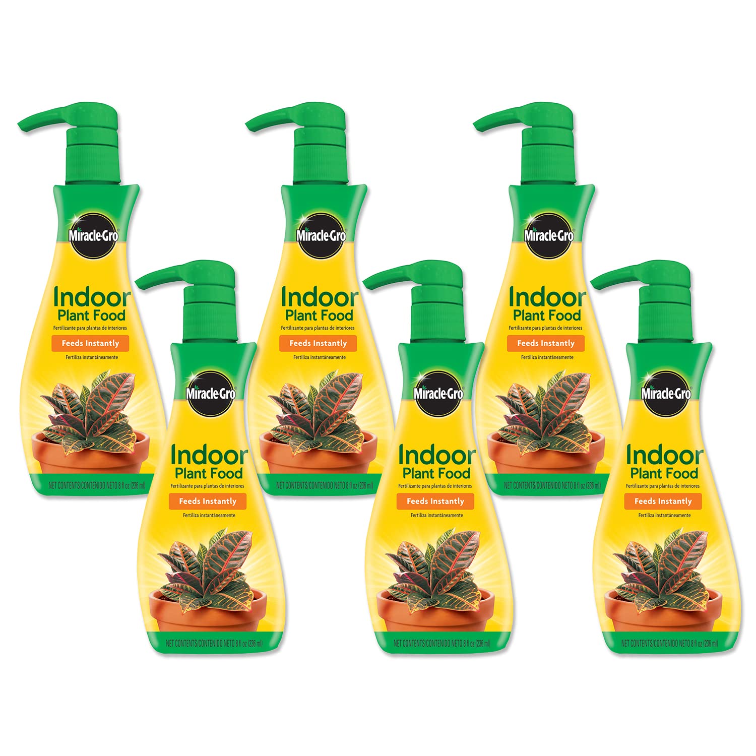 Miracle-Gro Indoor Plant Food, 8 oz. (6-Pack) | Liquid Plant Food for Houseplants, Snake Plants, Peace Lilies, Flowers, Vegetables, Herbs and More