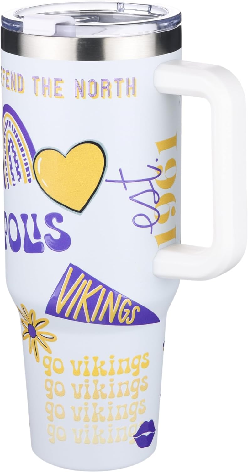 The Memory Company Officially Licensed NFL Game Day Tumbler - 40oz Stainless Steel Double-Wall Insulated Team Color Bling Cup with Team Logo, NFL Licensed Sports Travel Mug with Lid & Straw