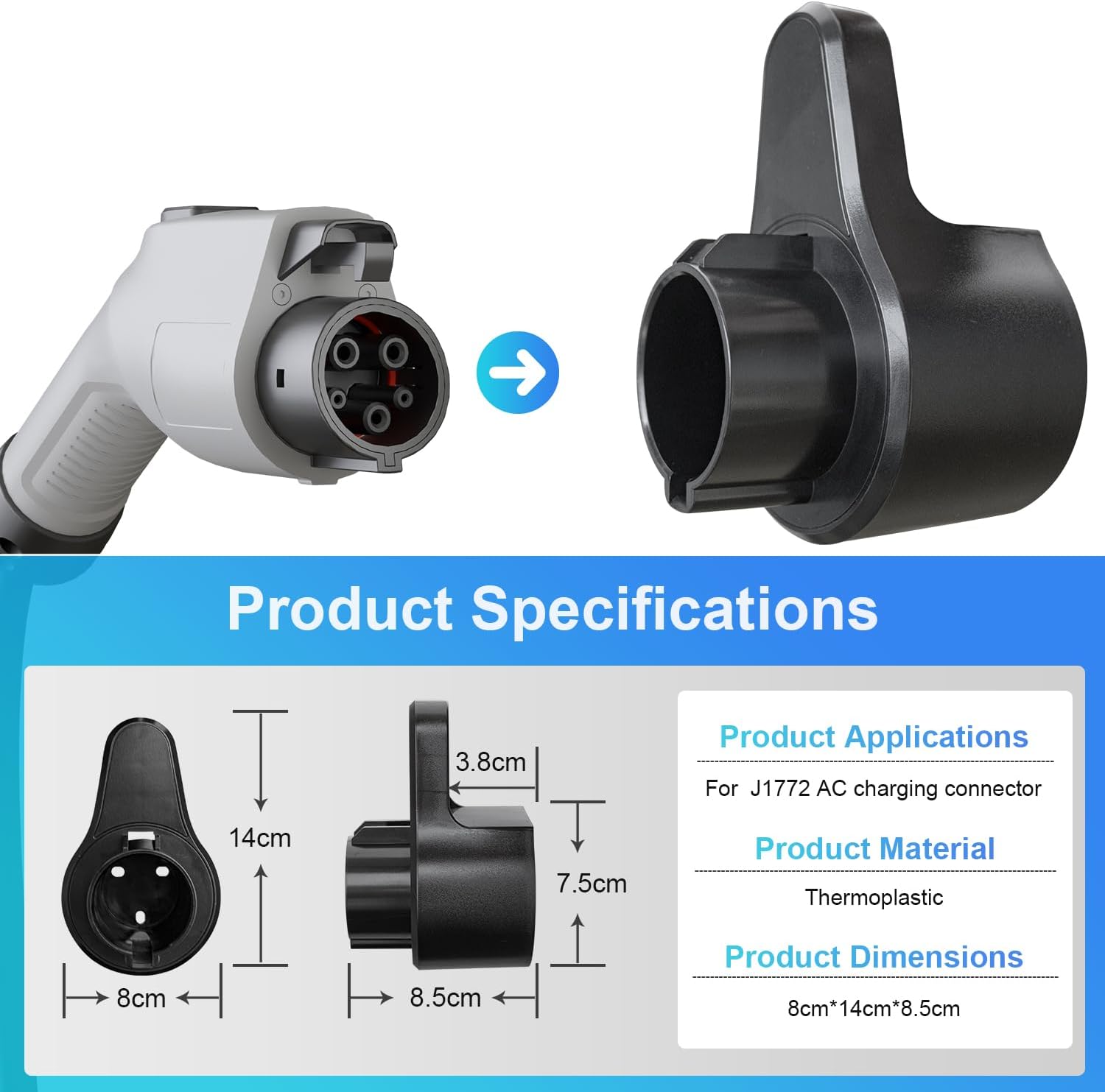 KHONS EV Charger for J1772 Holder Wall Mount, Electric Vehicle Charging Cord Hanger