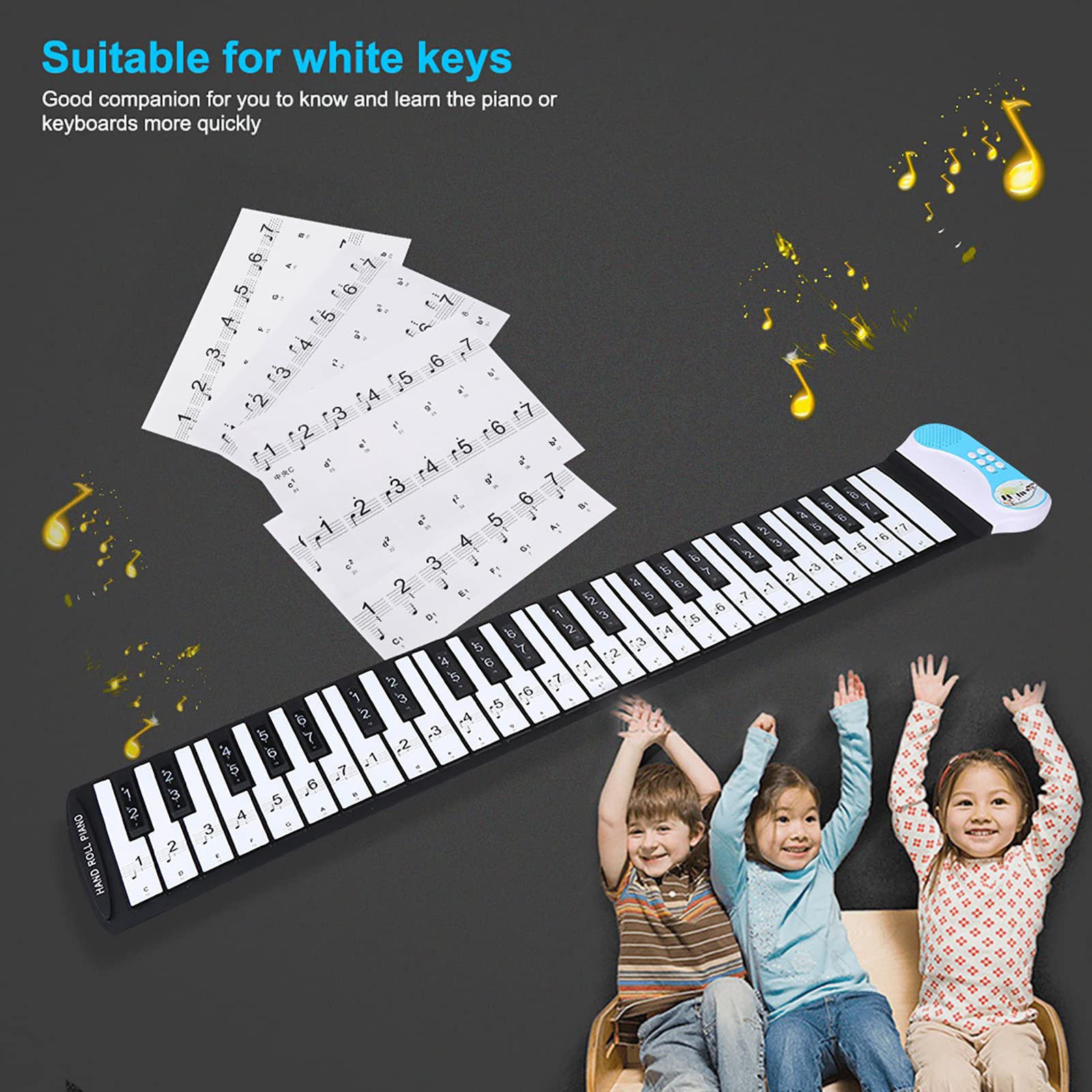 KooingTech Piano Keyboard Sticker, 88 Keys Piano Electronic Keyboard Note White Keys Stickers Labels(Transparent) - Image 4