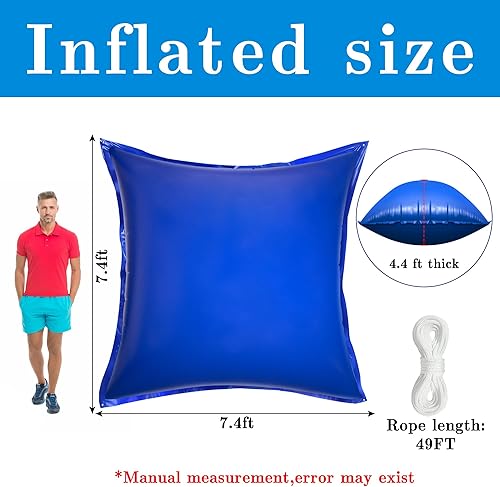 Vista 19 de Sfcddtlg 2 almohadas de aire de piscina para piscinas sobre el suelo, 4 x 4 pies, almohada redonda de invierno para piscina, almohada de aire 2