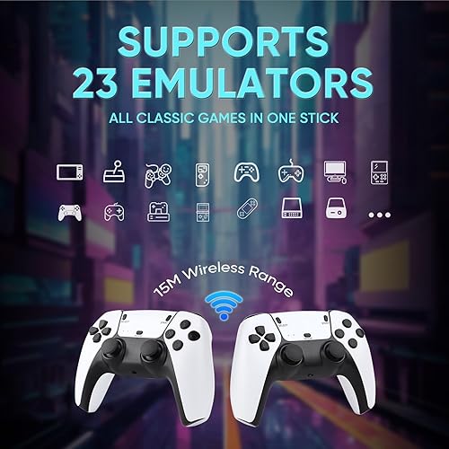 Vista 2 de Retro Gaming Console Stick for TV, 4K HDMI Plug & Play, 30000+ Built-In Game Collection, Dual Wireless Controllers, Multi-Emulator Support