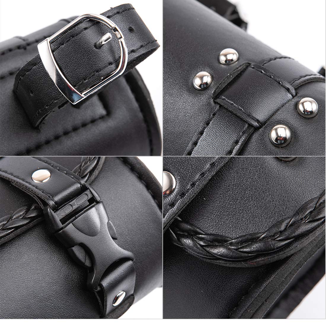 Moto Fourche Sac PU Cuir Vélo Guidon Outil Sac Sissy Bar Rouleau Sac De Rangement - Petit (Couleur B.)