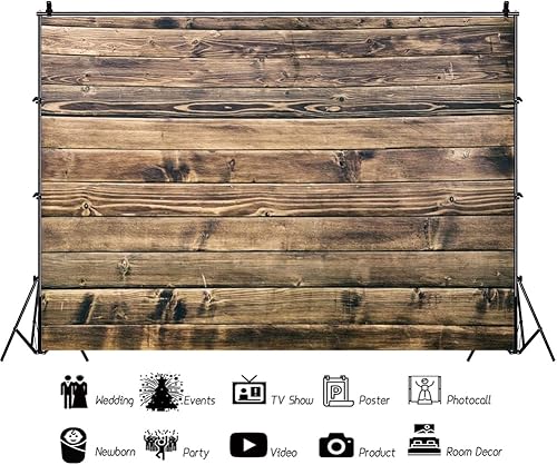 Miniatura 8 de AOFOTO Valla de madera vintage de 12 x 8 pies, fondo de fotografía de tablones de madera vieja, tablero de madera dura, paneles retro para niños,