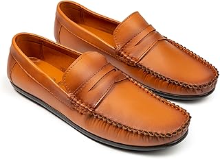 حذاء لوفرز كلاسيكي بدون كعب للرجال من ناو شوز - حذاء موكاسين سهل الارتداء بتفاصيل مخيطة ملائم للقيادة - حذاء غير رسمي مريح وأنيق للرجال، موديل ALIO3