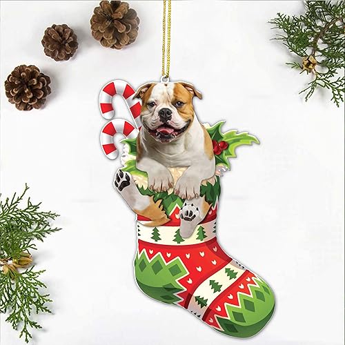 Miniatura 3 de Adorno de árbol de Navidad de bulldog inglés, idea de regalo para amantes de los perros de Bulldog inglés, decoración de Navidad, adorno de árbol de
