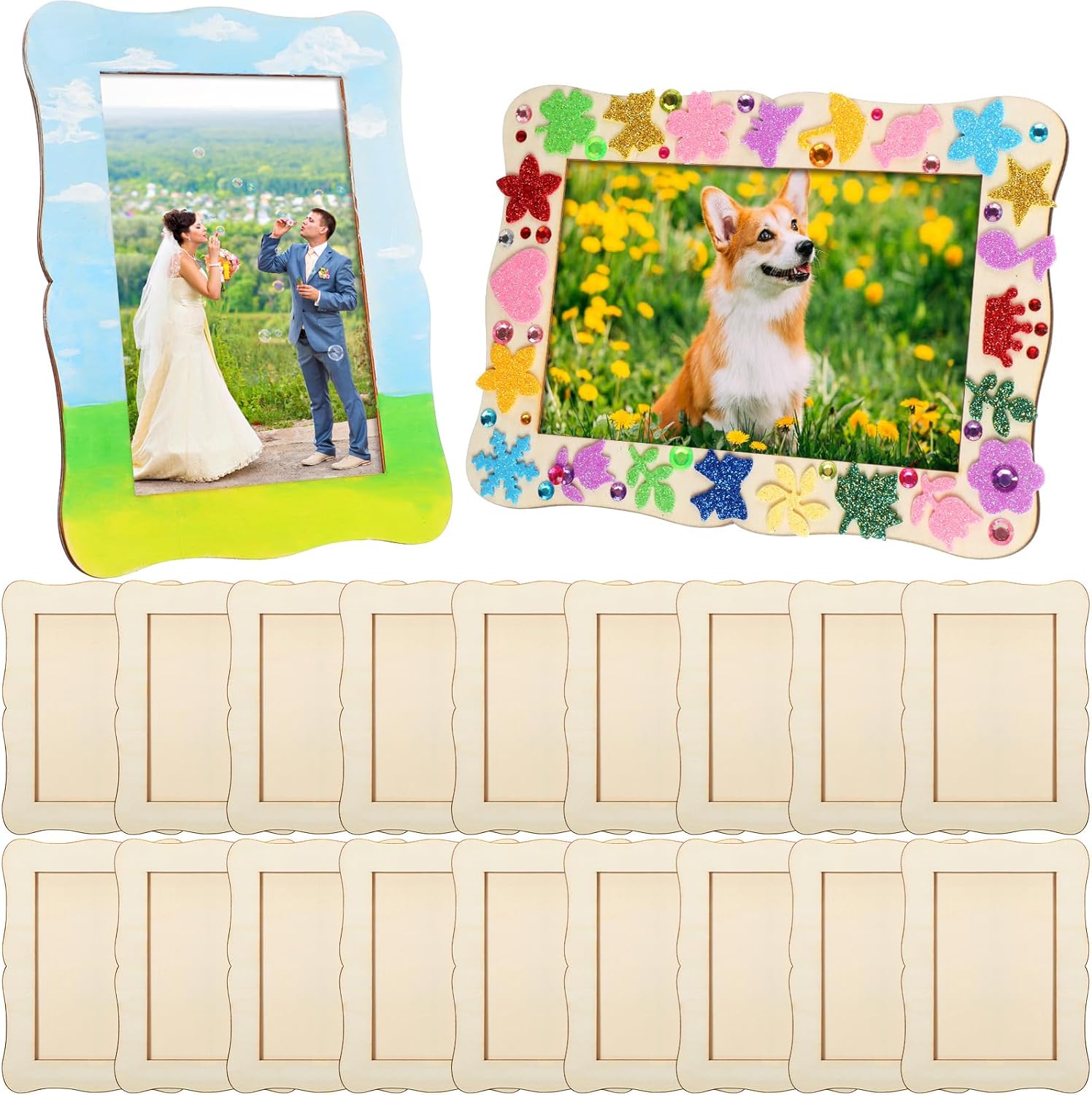 Foilswirl 20 Pieces Wooden Picture Frames 4 x 6'' Unfinished Wood Photos Frames for Crafts DIY Painting Art for Valentine's Day Wedding Christmas Birthday Party